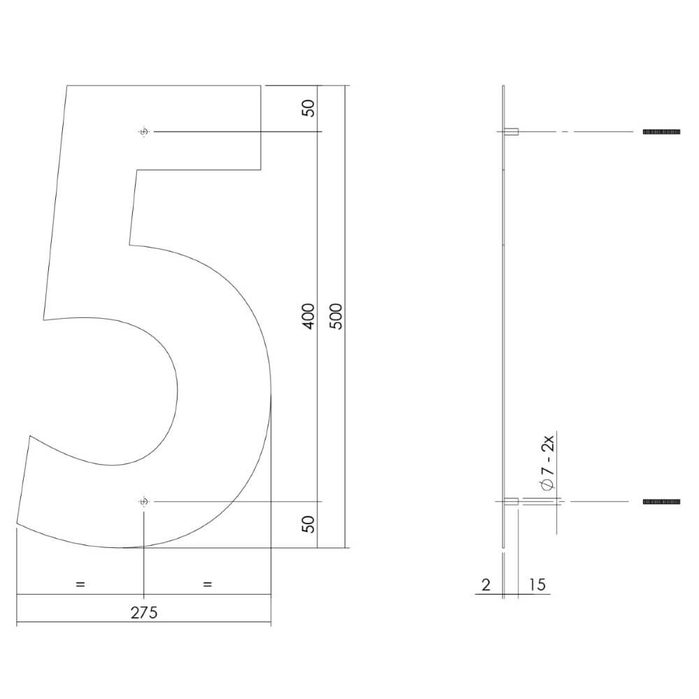 Hausnummer 5 XXL Numbra 50cm schwarz Intersteel 8714186503423