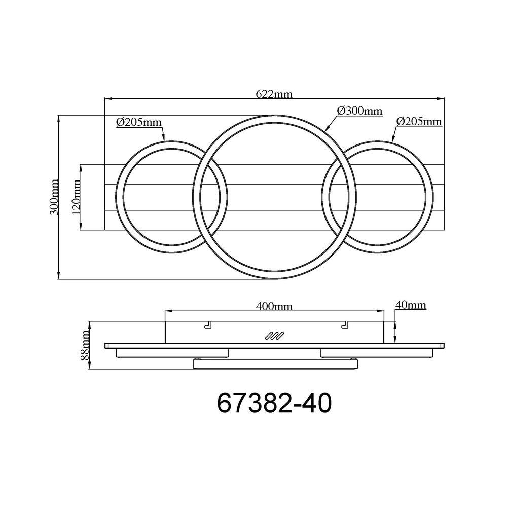 Schwarze Deckenlampe Norberto 3 Ringe in Folge Globo 9007371569830