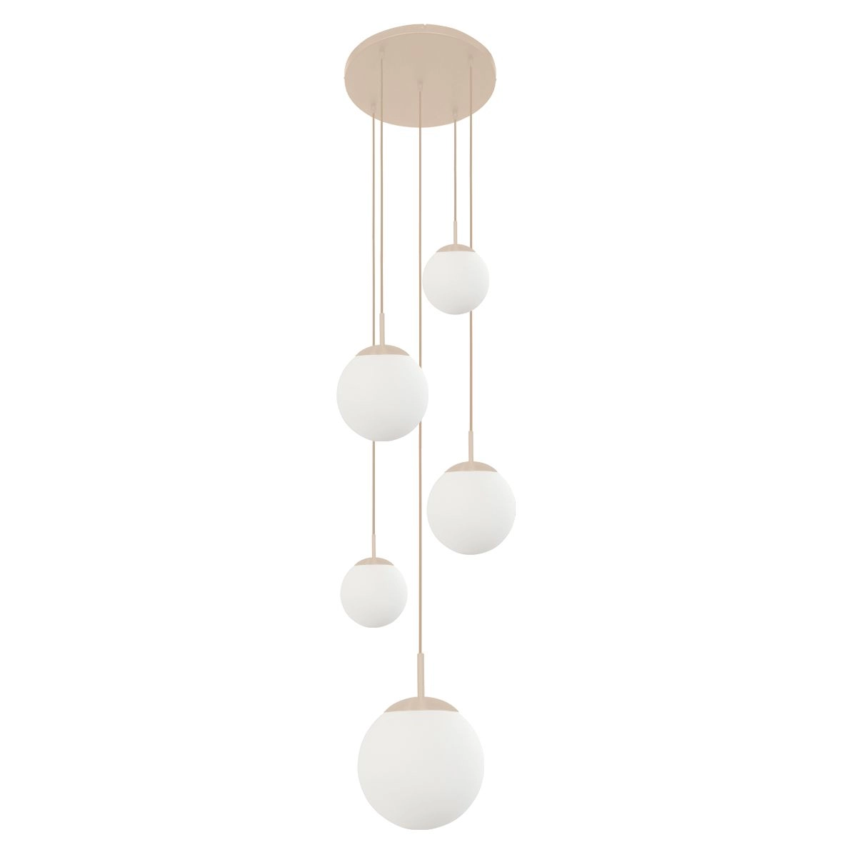 5-Licht Vide Pendellampe Bollique Sand mit Opalglas Steinhauer 8712746187182