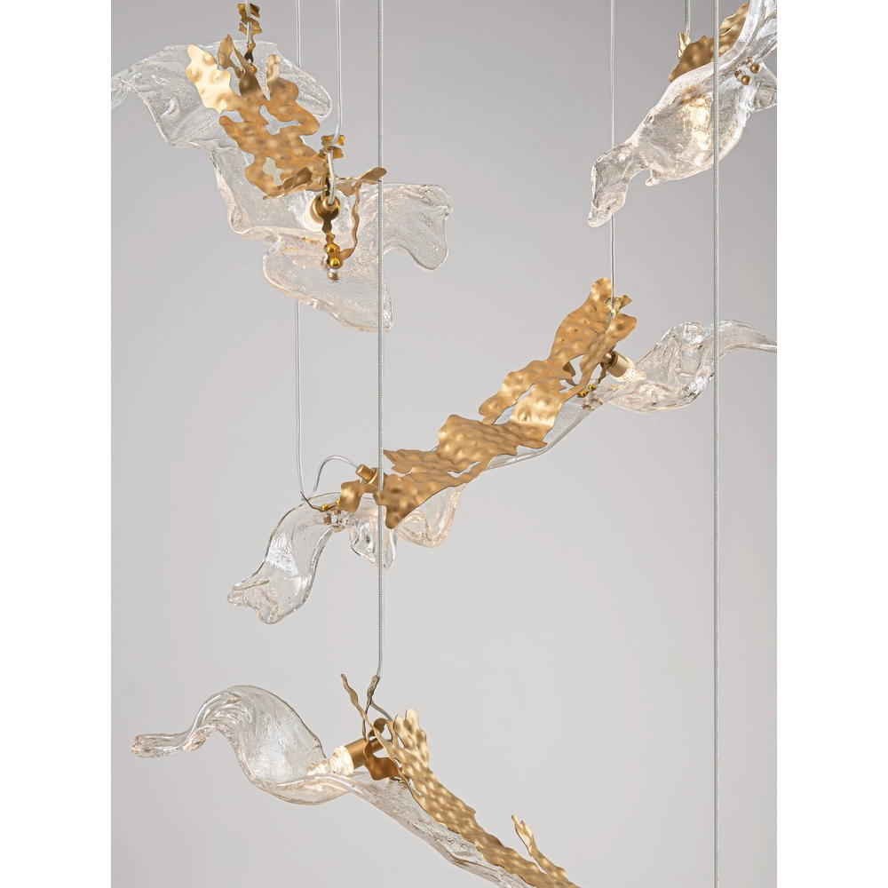 Goldene Pendellampe Avesa mit klarem Glas Ø 60 cm Lyora 5212063500433