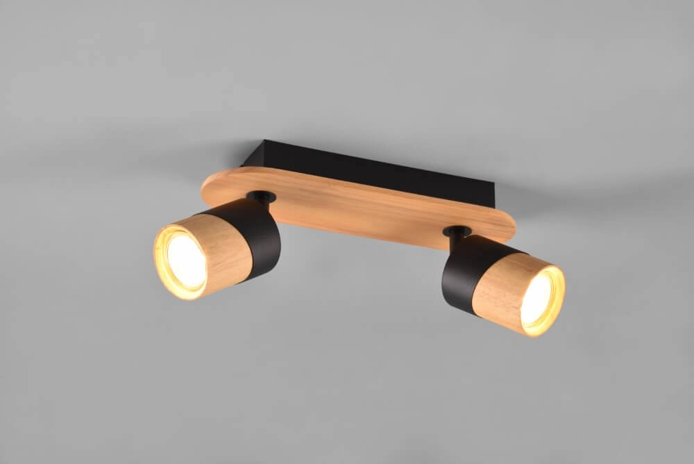 Deckenleuchte aus Holz mit Schwarz Aruni 2-flammig Trio 4017807562217