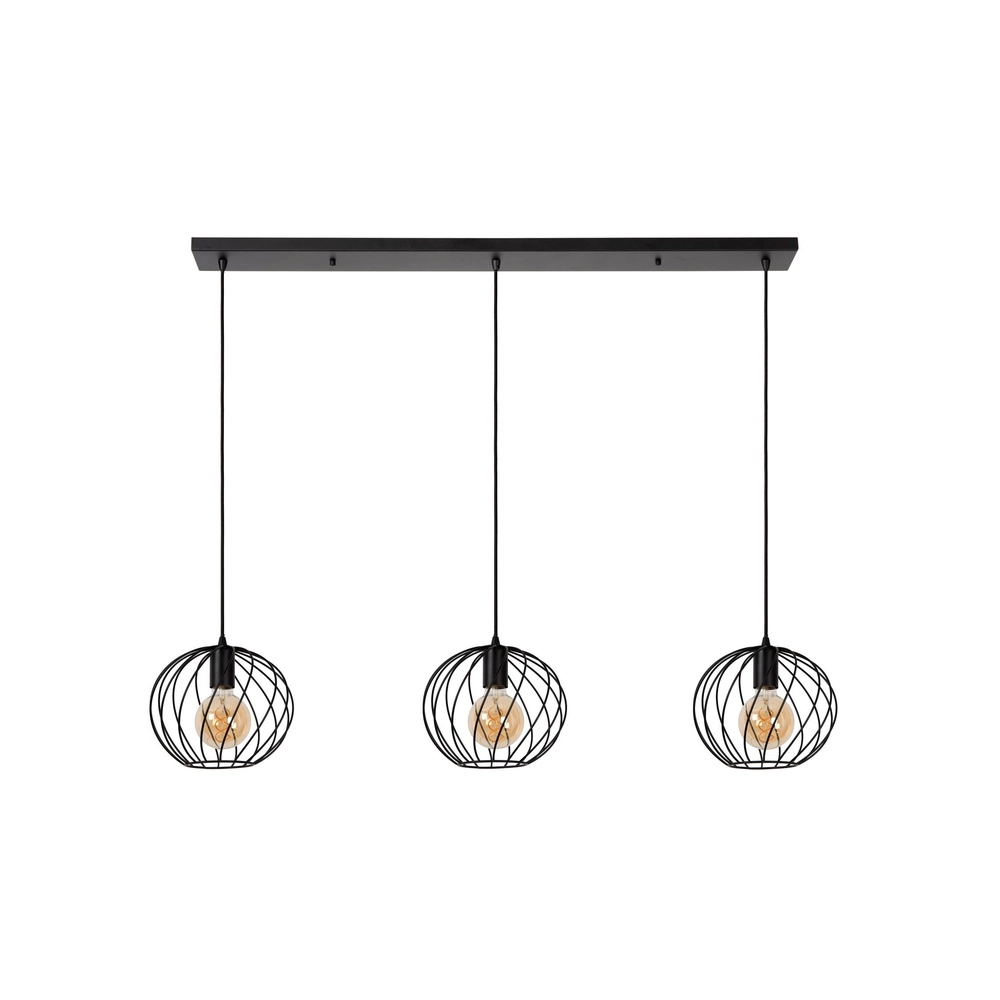 3-Licht Pendellampe Danza Schwarz