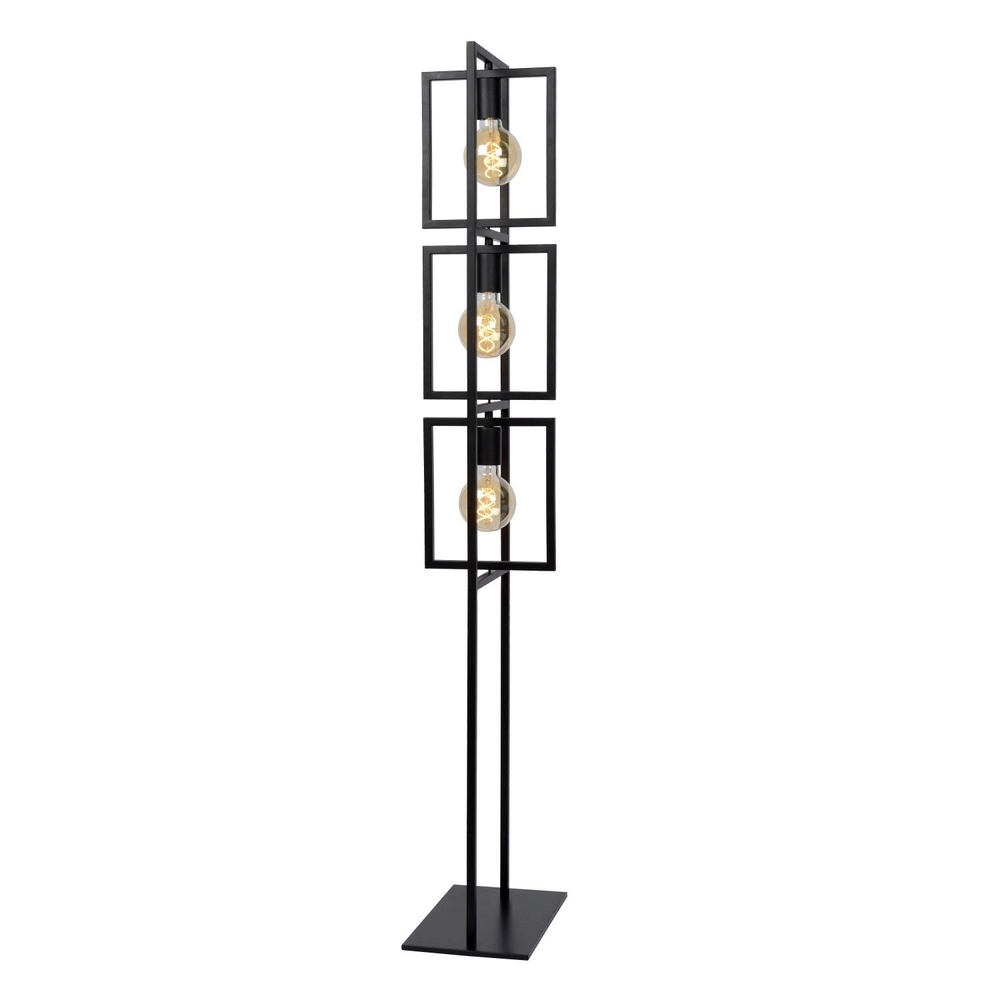 Stehlampe Luuk 3-Licht Schwarz Lucide 5411212010858