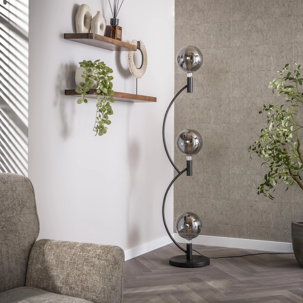Design-Stehlampe Arcus Schwarze 3-Lichter Lyora 8716803515192