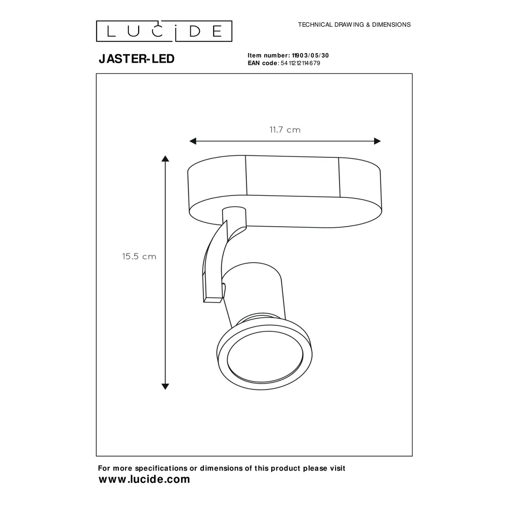 Deckenlicht Jaster-Led Schwarz Lucide 5411212114679