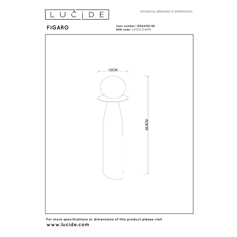 Einzigartige Tischlampe Figaro 48 cm Lucide 5411212134899