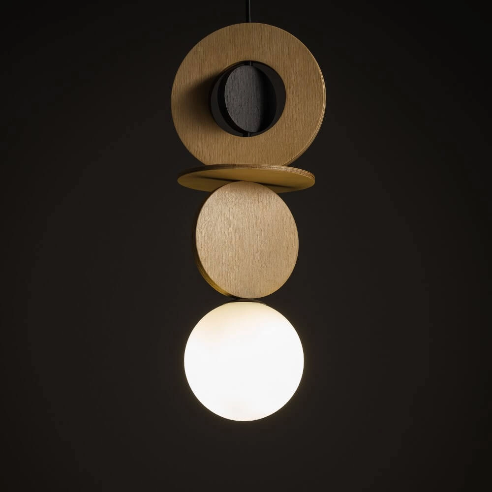 Design-Pendelleuchte Drops Wood A 1-helles Holz Lyora 5903139111737