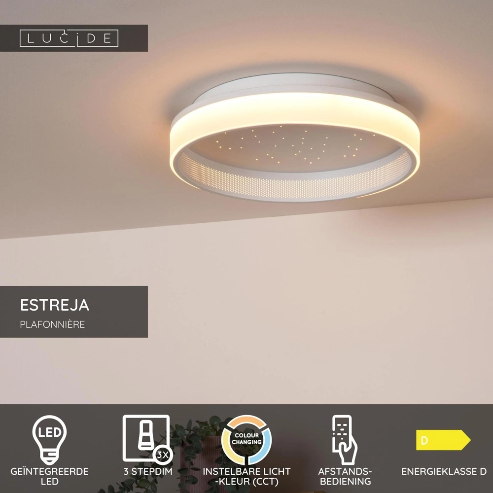 Design-Deckenlicht Estreja Ø 40 cm weiß Lucide 5411212712813