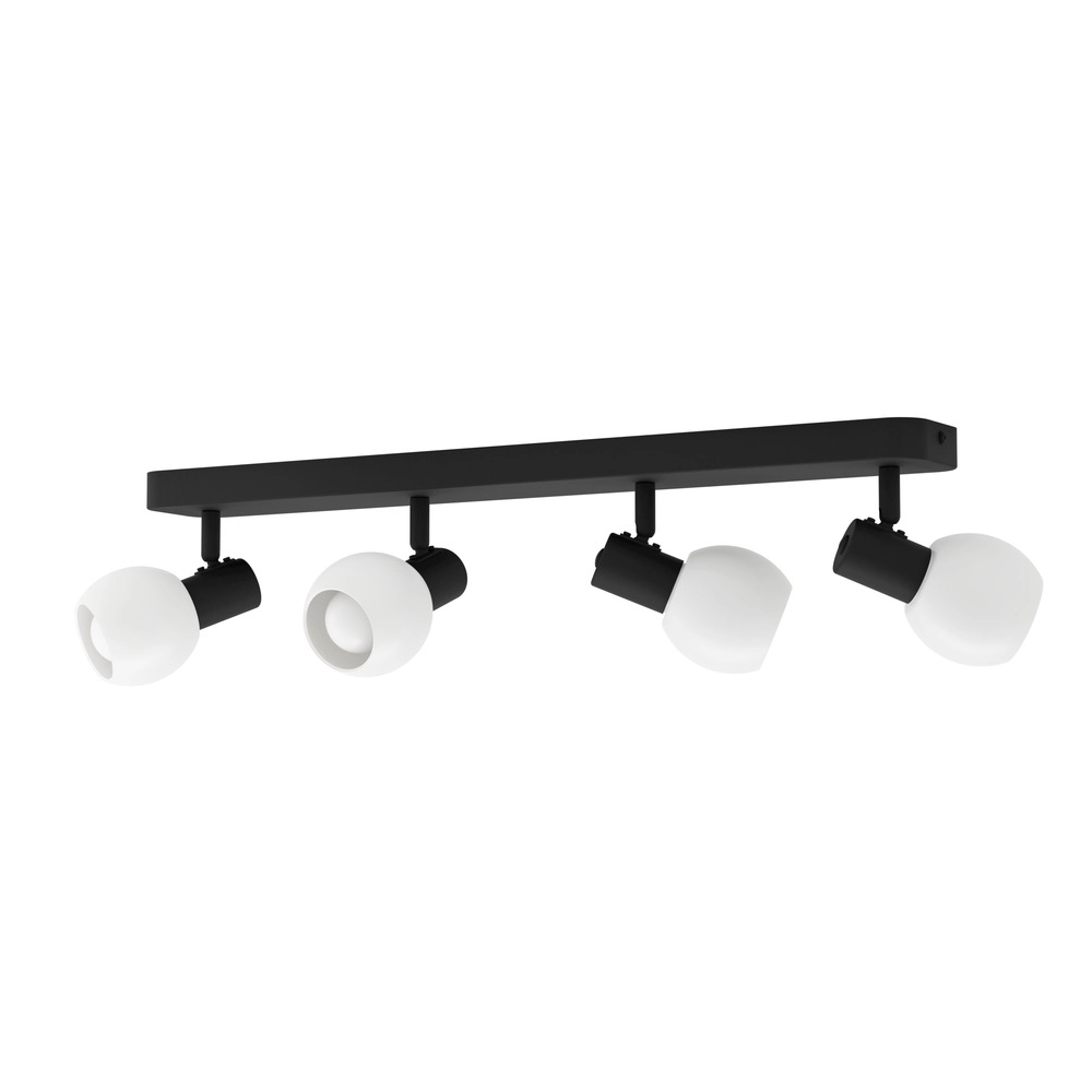 Deckenlampe Castellazo 4-Licht Schwarz mit weißem Glas