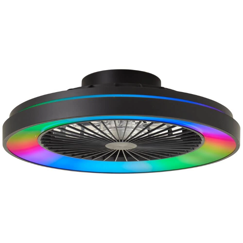 Schwarzer Deckenventilator Mazzaro mit RGB-Lampe - 48cm