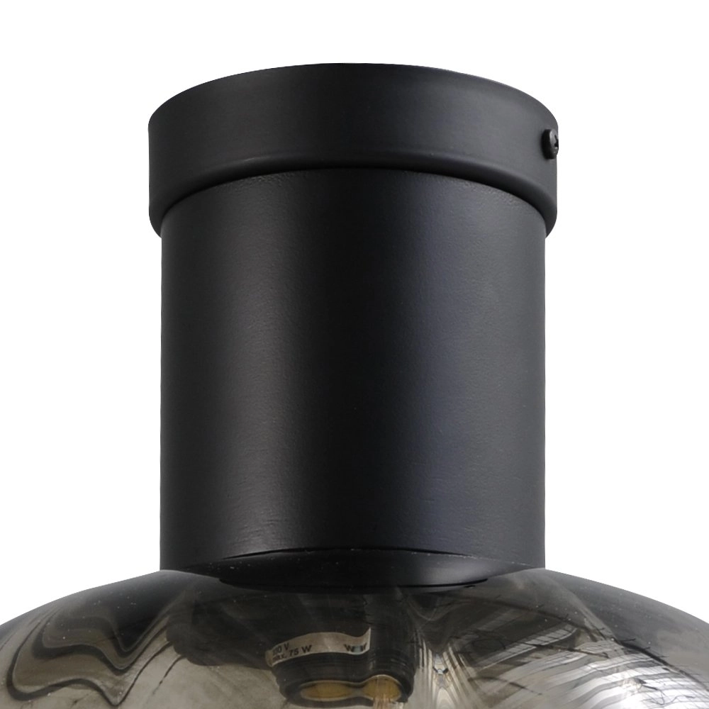 Deckenleuchte Lett lll 28cm schwarz mit Rauchglas Masterlight 8718121181462