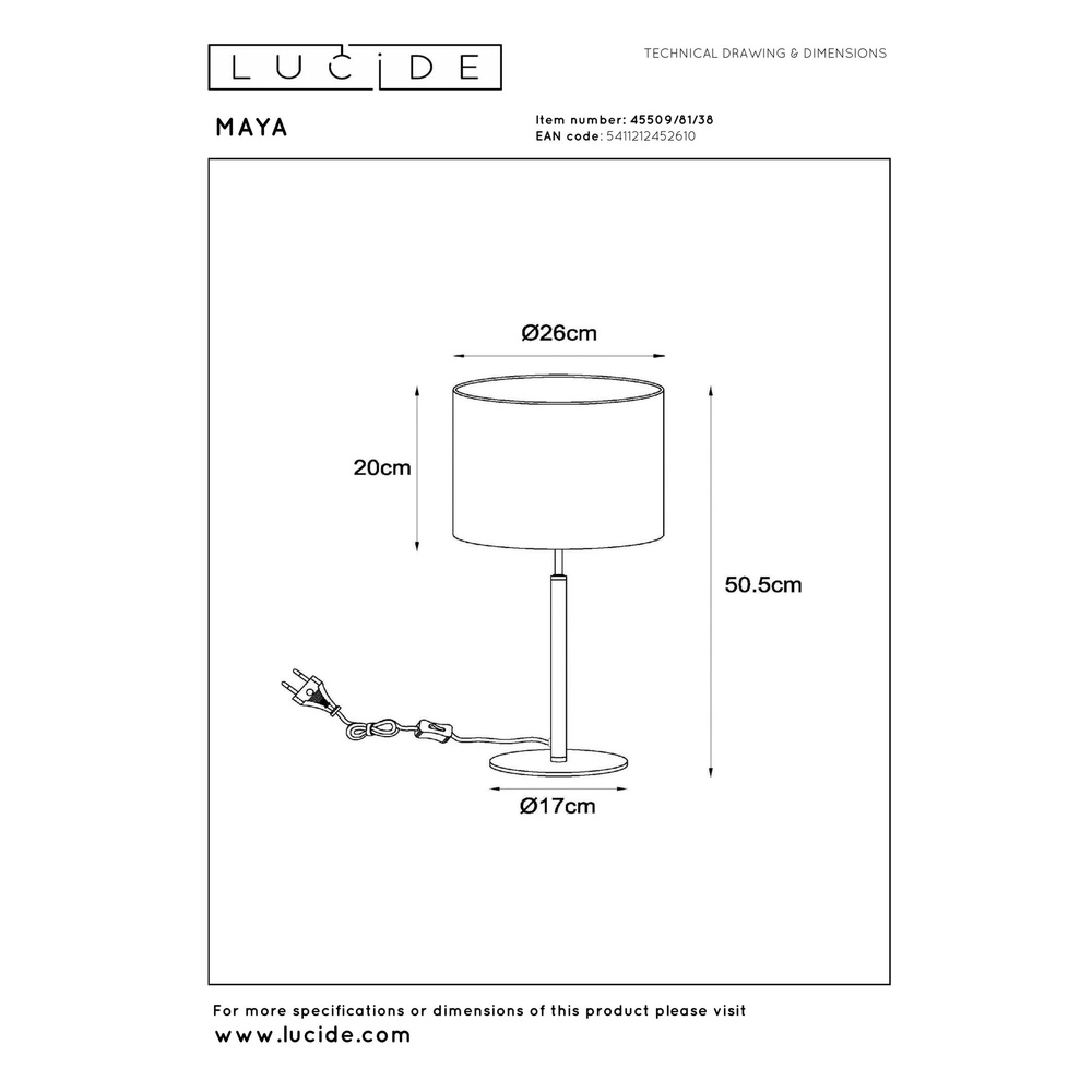 Tischlampe Maya Sahne Lucide 5411212452610