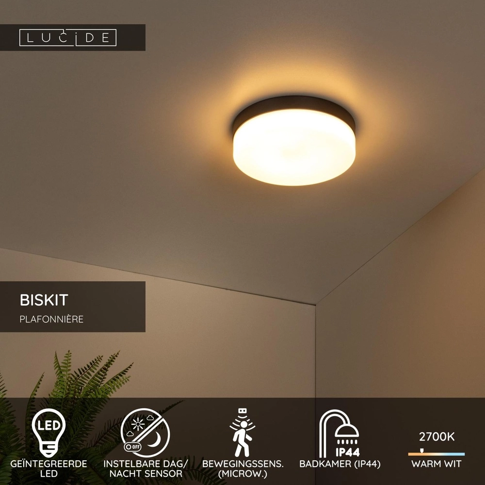 Deckenlicht Biskit Ø 28cm - IP44 schwarz Lucide 5411212792150