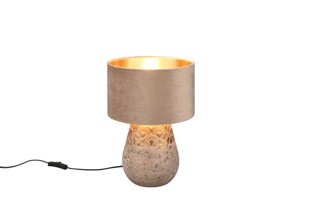 Orientalische Tischlampe Kiran taupefarbener Samt Trio 4017807541090