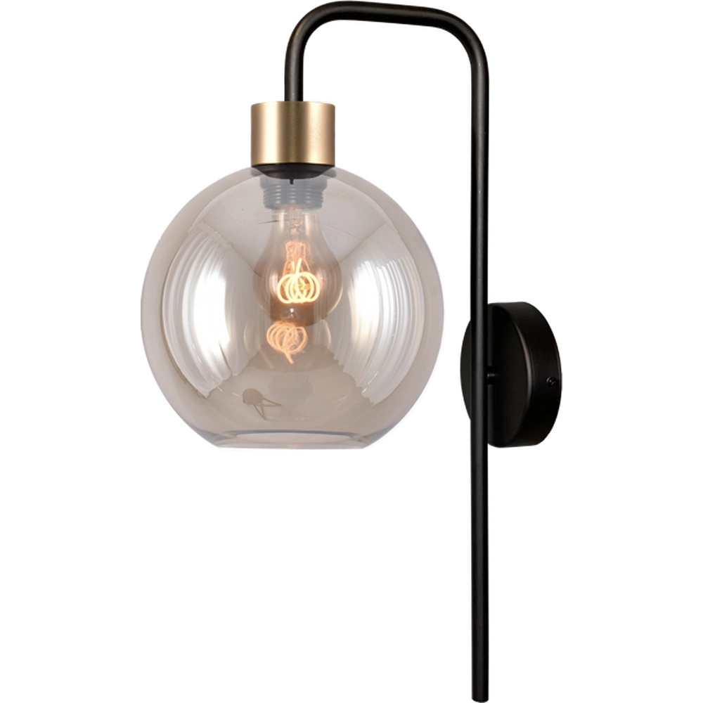 Wandlampe Lazise Schwarz mit goldenem Bernsteinglas