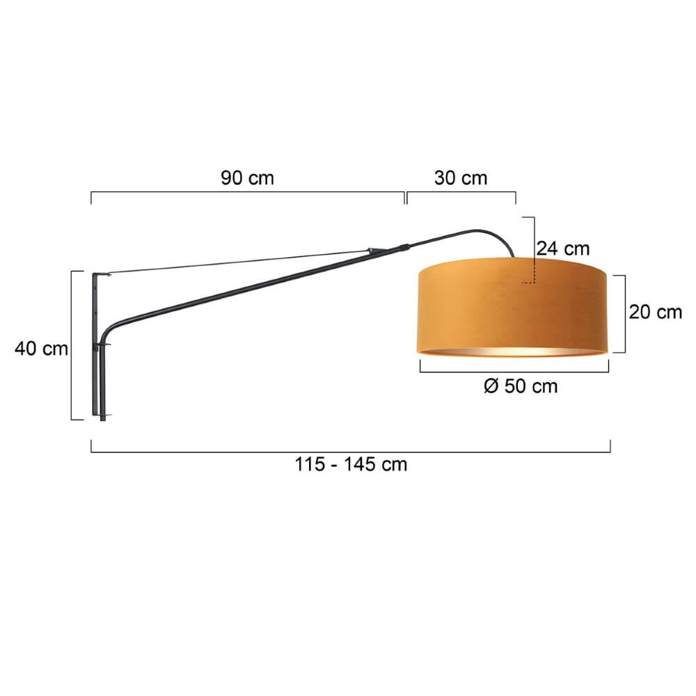 Schwarze Wandlampe Elegant Classy mit goldenem Samt Steinhauer 8712746146059