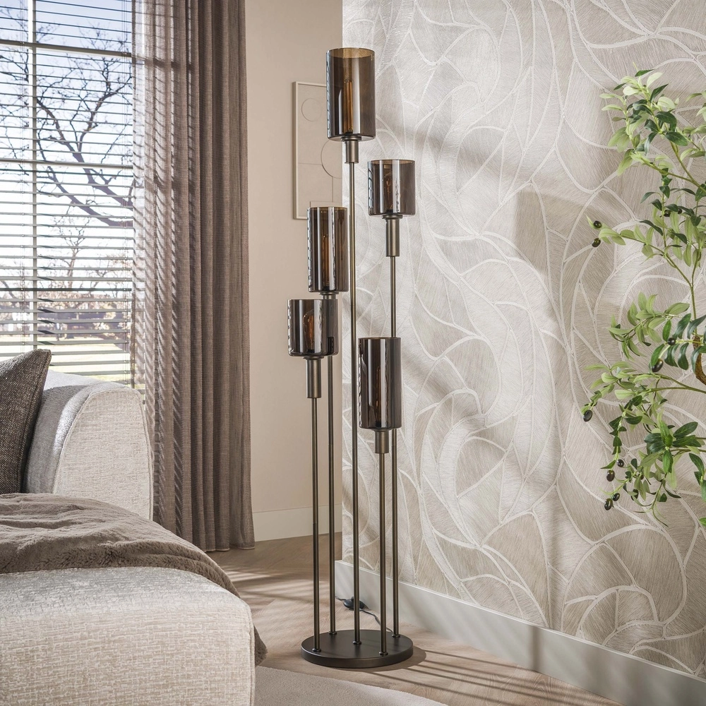 Design-Stehlampe Sepiora 5-helles Sienabraun Lyora 8716803515345