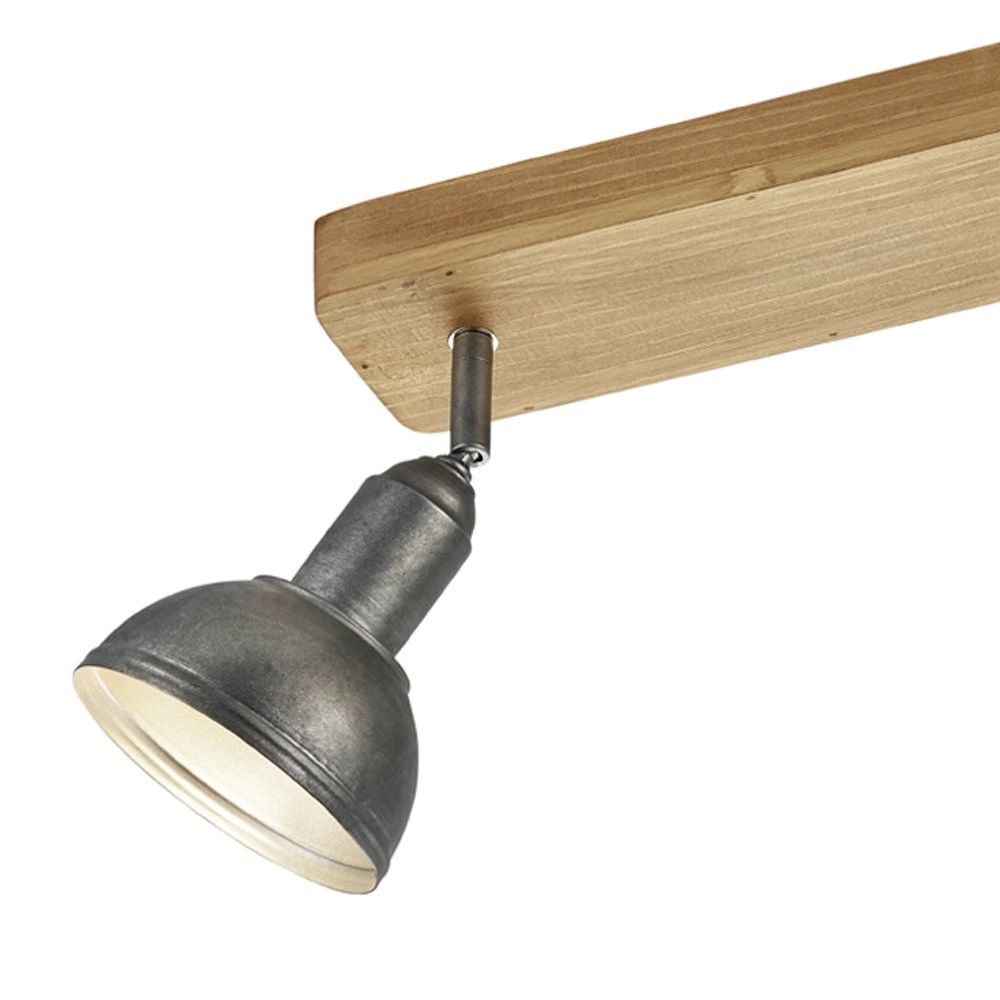 Deckenleuchte aus Holz Delhi 2 Lichtflecken antikes silber Trio 4017807430202