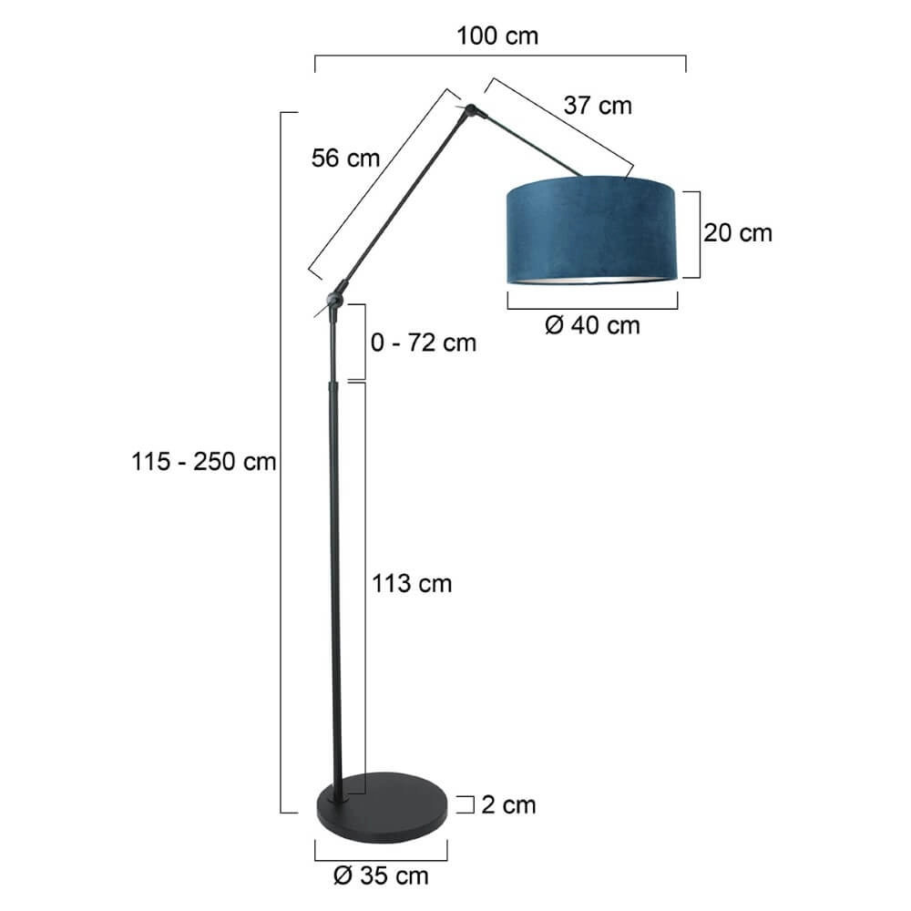 Schwarze Stehlampe Prestige Chic mit blauer Kapuze Steinhauer 8712746147278