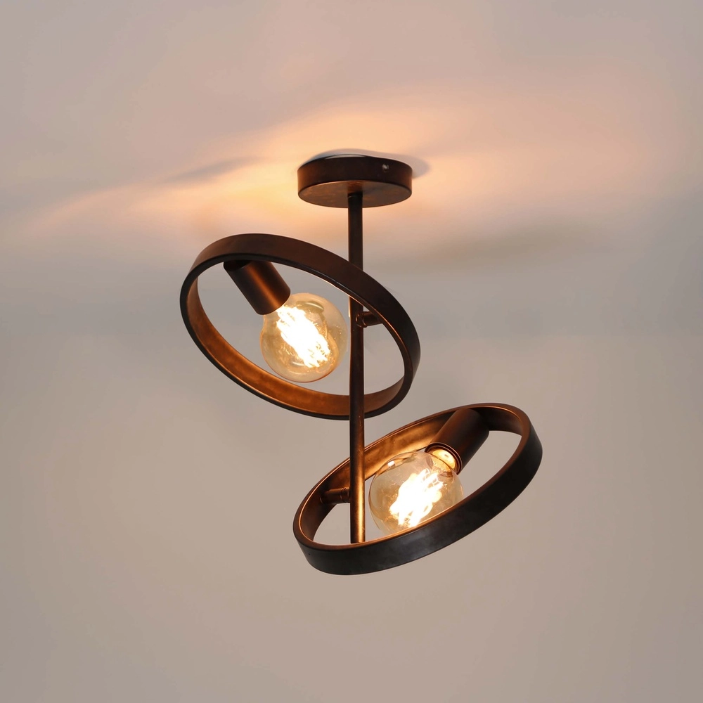 Ring-Deckenlampe Hover Holzkohle – 2x E27