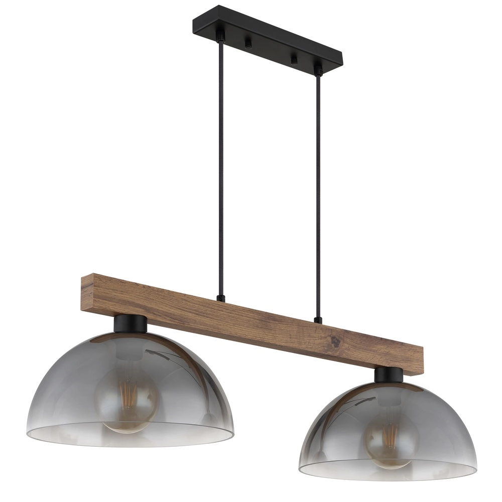 Land-Pendellampe Romy 2-helliges Schwarz mit Holz Globo 9007371583355