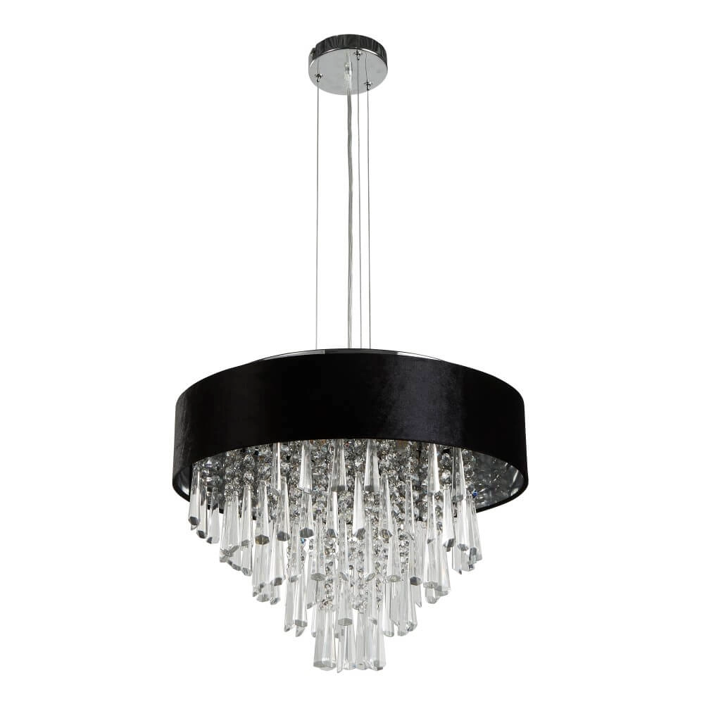Leuchter Glamour Schwarz mit Chrom