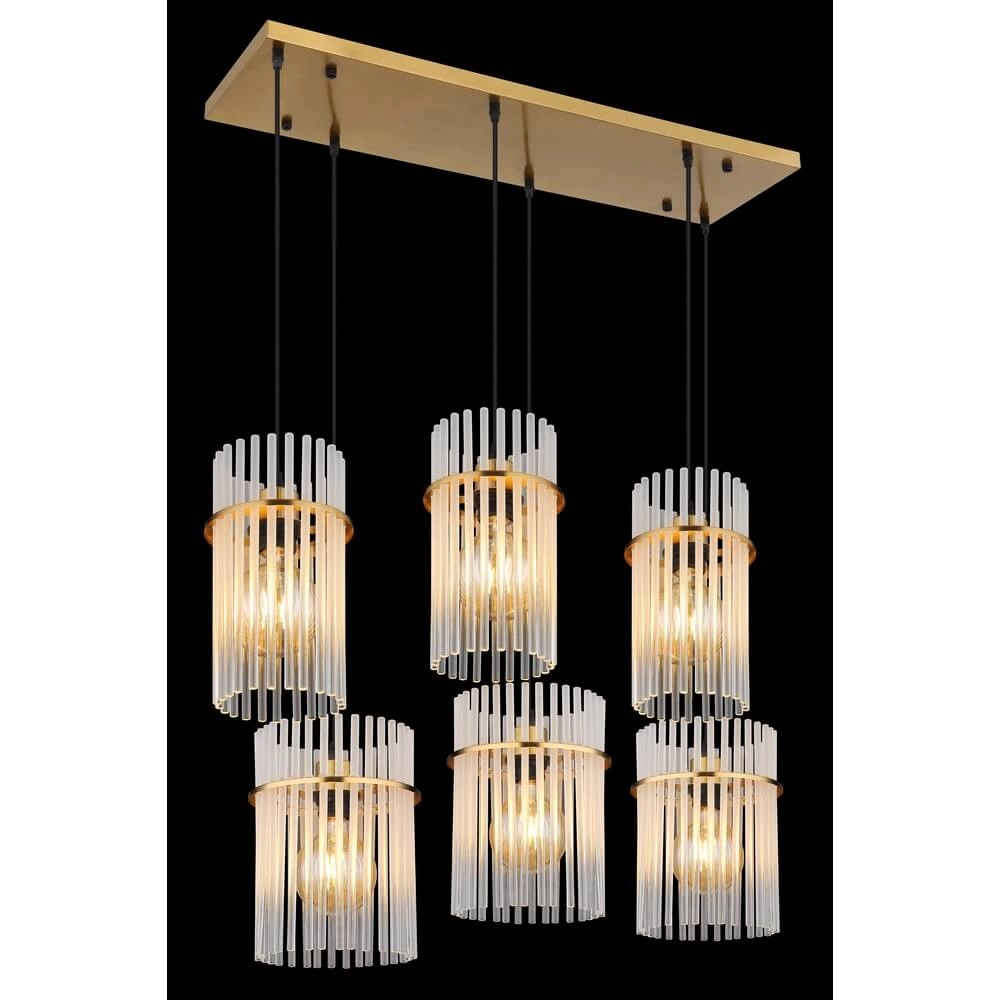 Goldene Pendelleuchte Gorley mit Glas 6-flammig Globo 9007371462957