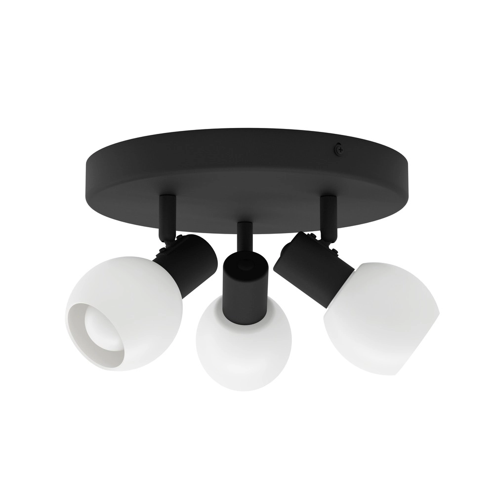 Deckenlampe Castellazo 3-hell schwarz mit Glas Ø 25 cm