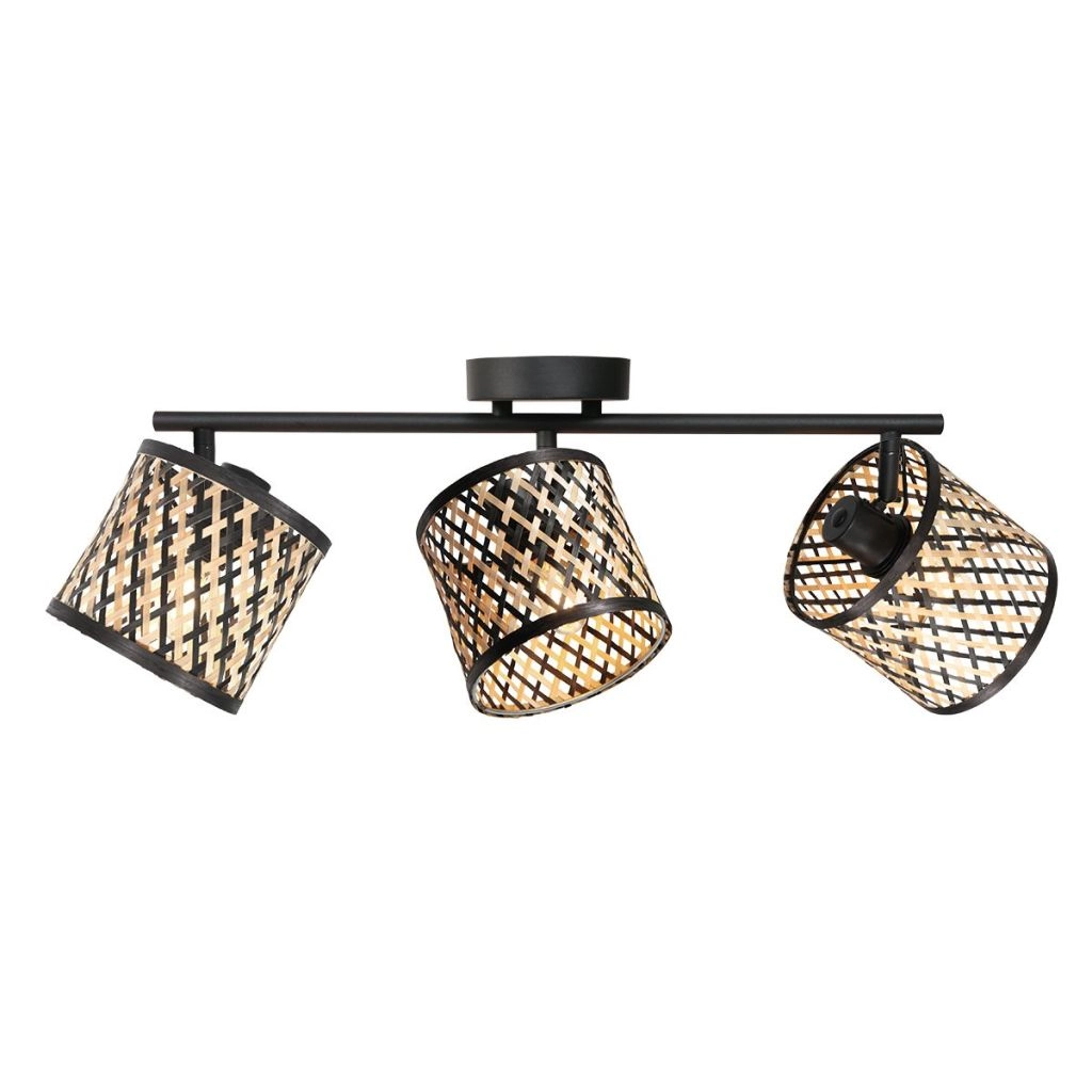 Deckenlampe 3-Leuchten Sumba mit Bambusschirmen Ø12 cm Steinhauer 8712746182835