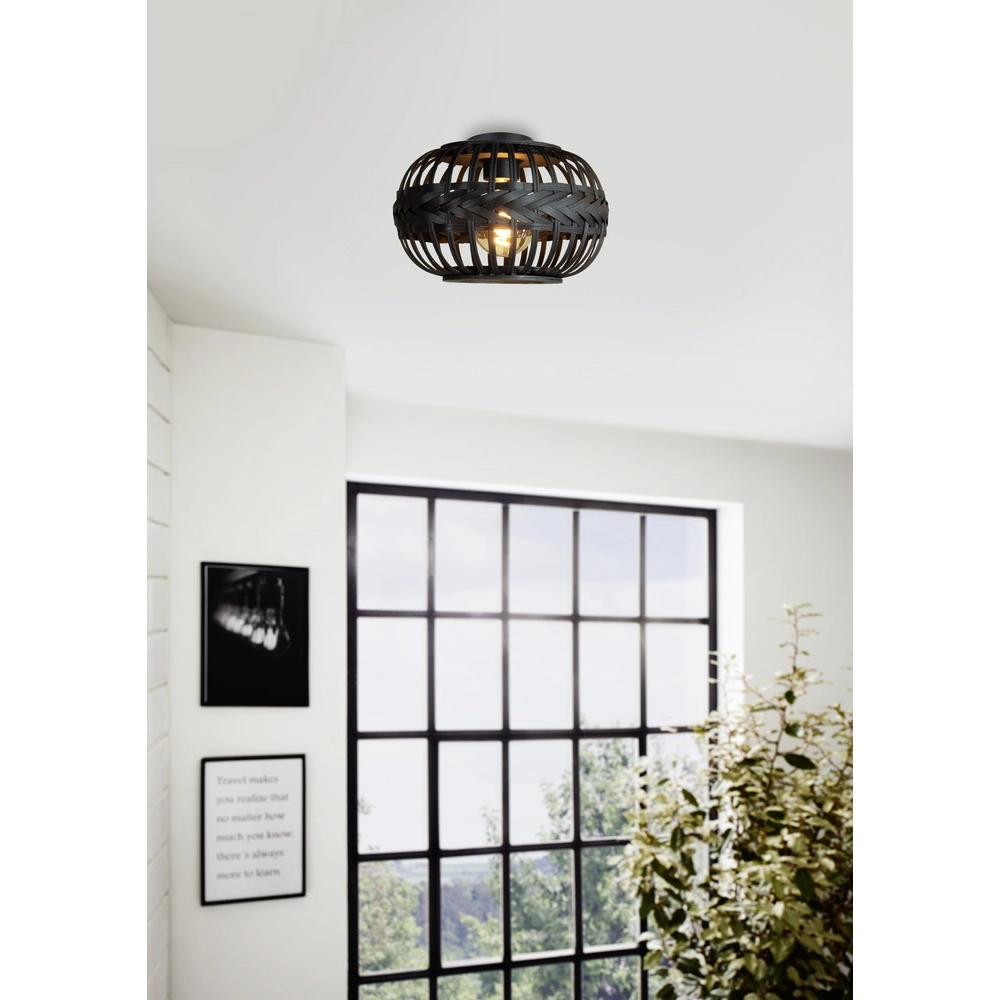 Schwarze Deckenlampe Towcester Ø 38cm – Holz Eglo 9002759439125
