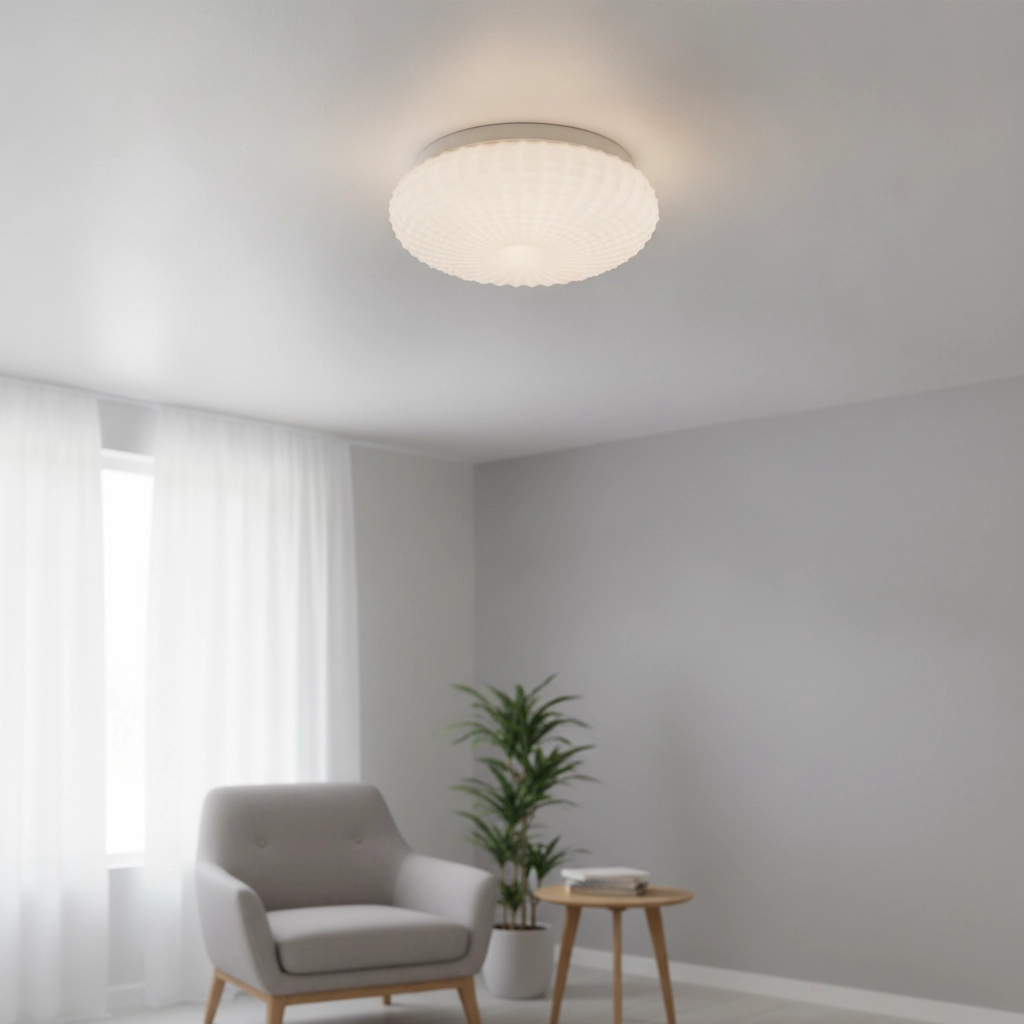 Deckenlampe Clam Weißes Glas
