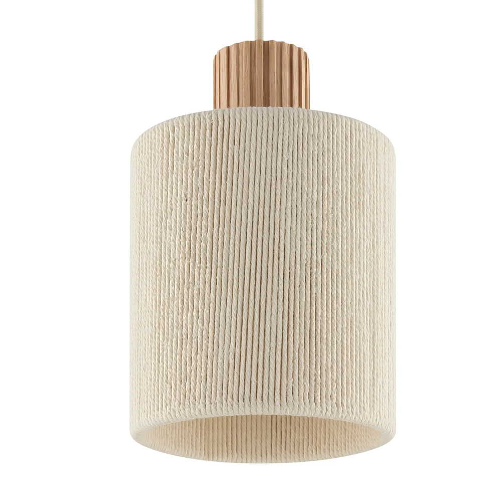 Beige Pendellampe Arlo mit Holz Japandi Ø 40cm 3-Fenster Brilliant 4004353477096