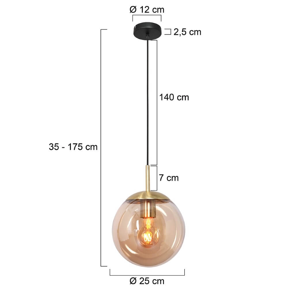 Hängelampe aus goldenem Glas Bolique Ø 25cm Steinhauer 8712746166378