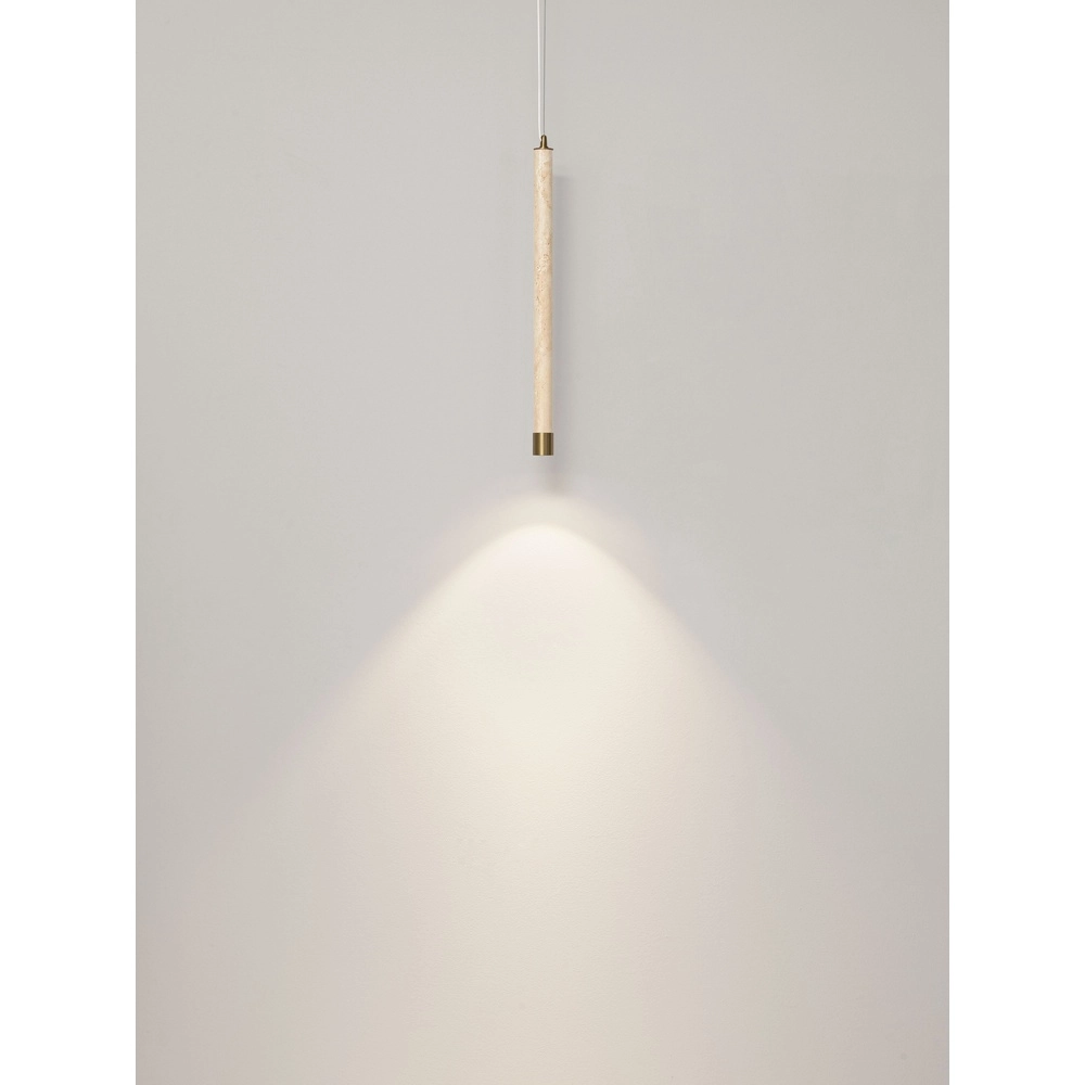 Moderne Pendellampe Muse Gold mit sandbraunem Travertin Lyora 5212017495792