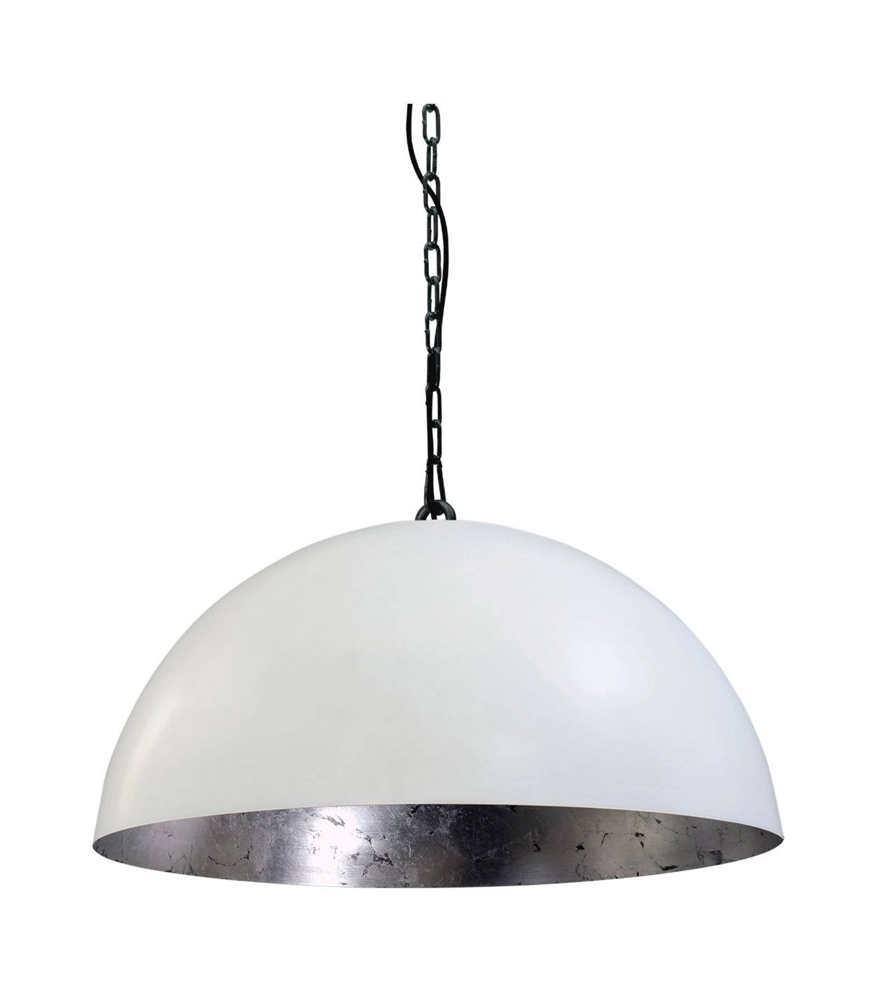 Pendelleuchte Industria 50 weiß mit altem silber