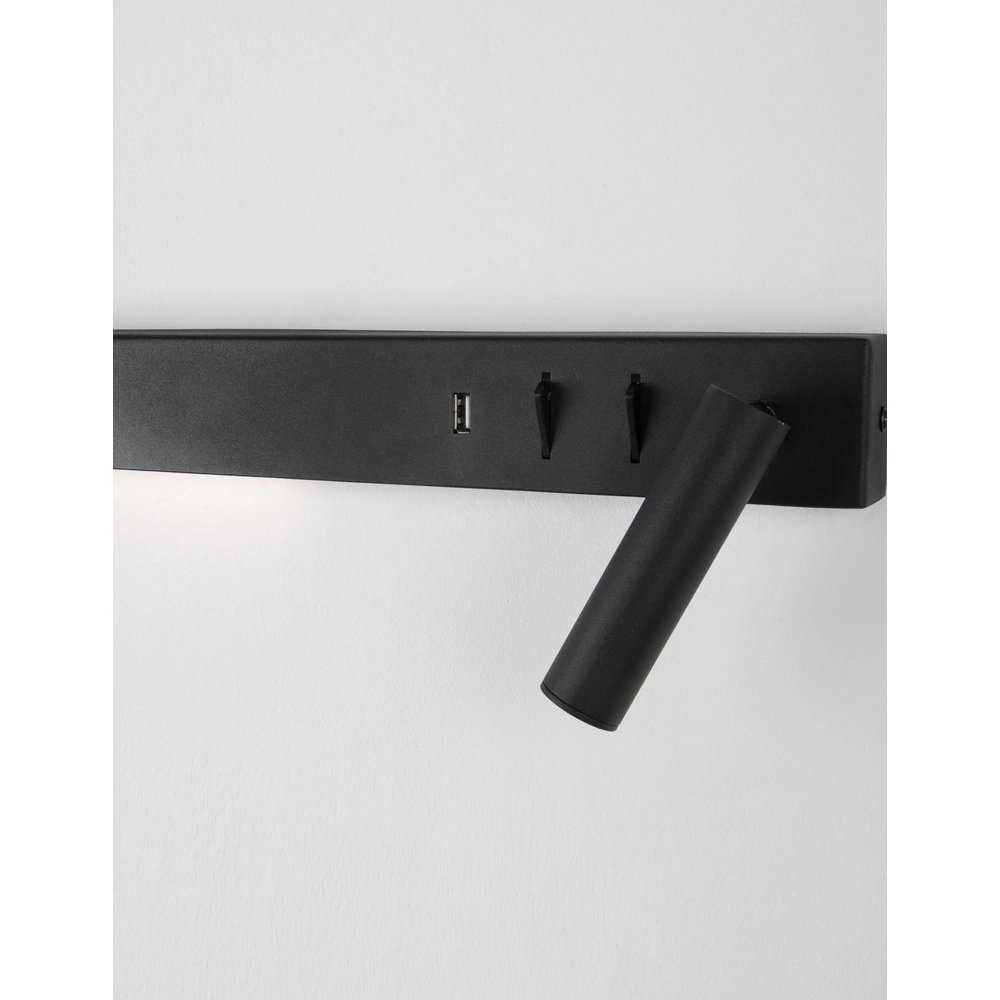 Nachttischlampe Vida Rechts Schwarz mit USB Lyora 5212017427854