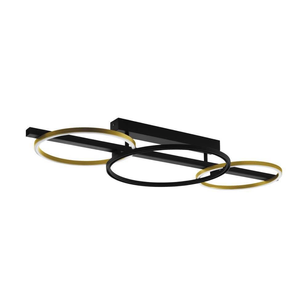 Deckenleuchte mit Ringen Lanacera schwarz mit gold