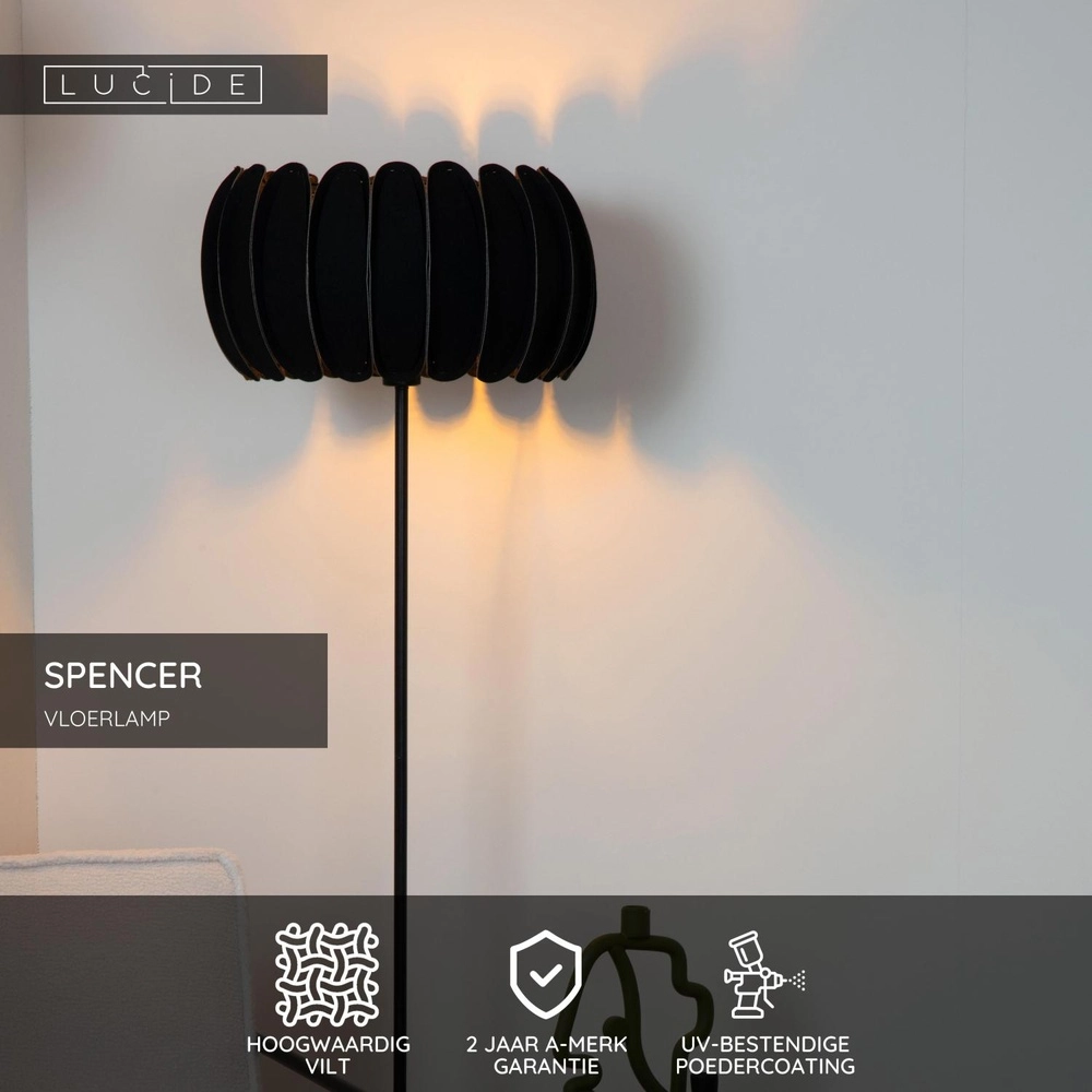 Stehlampe Spencer Schwarz Lucide 5411212343741