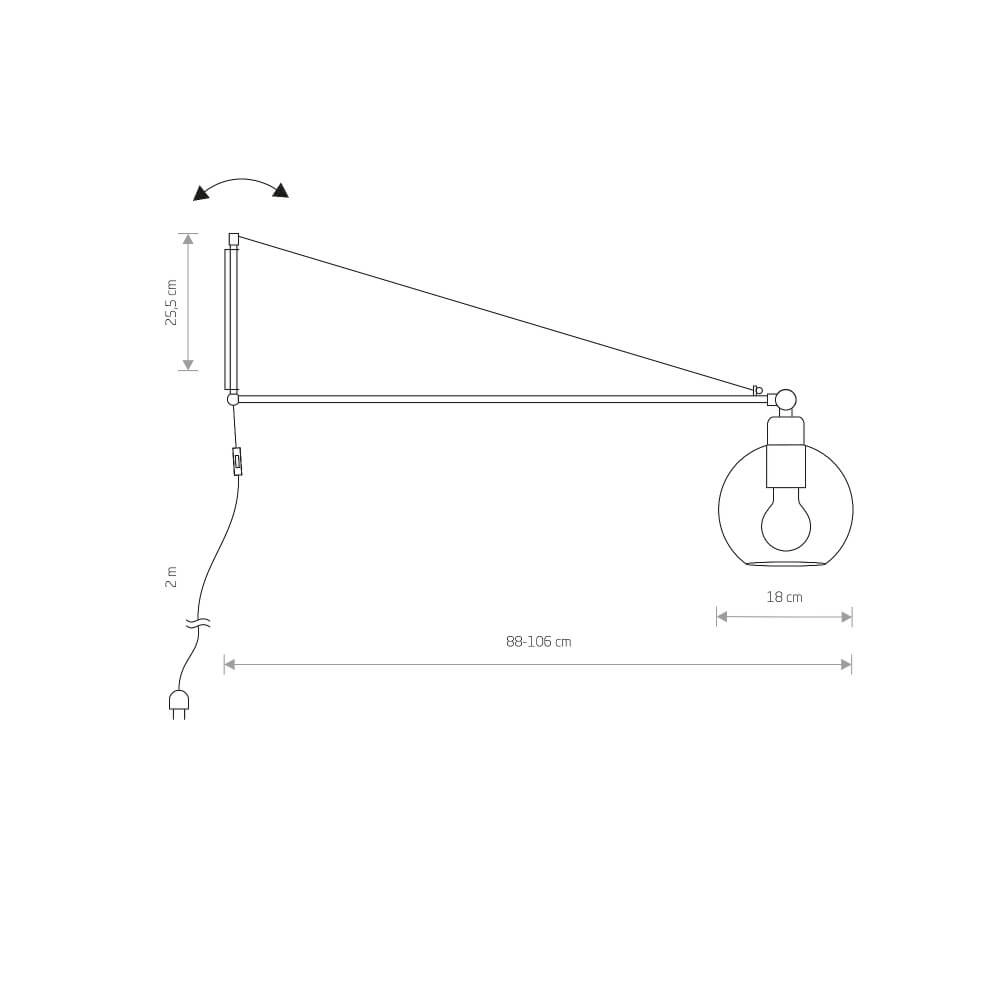 Wandlampe Crane mit Glaskugel Lyora 5903139937498