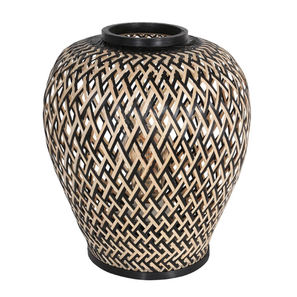 Schwarze Tischlampe aus Bambus Maze Ø 30cm Steinhauer 8712746147247