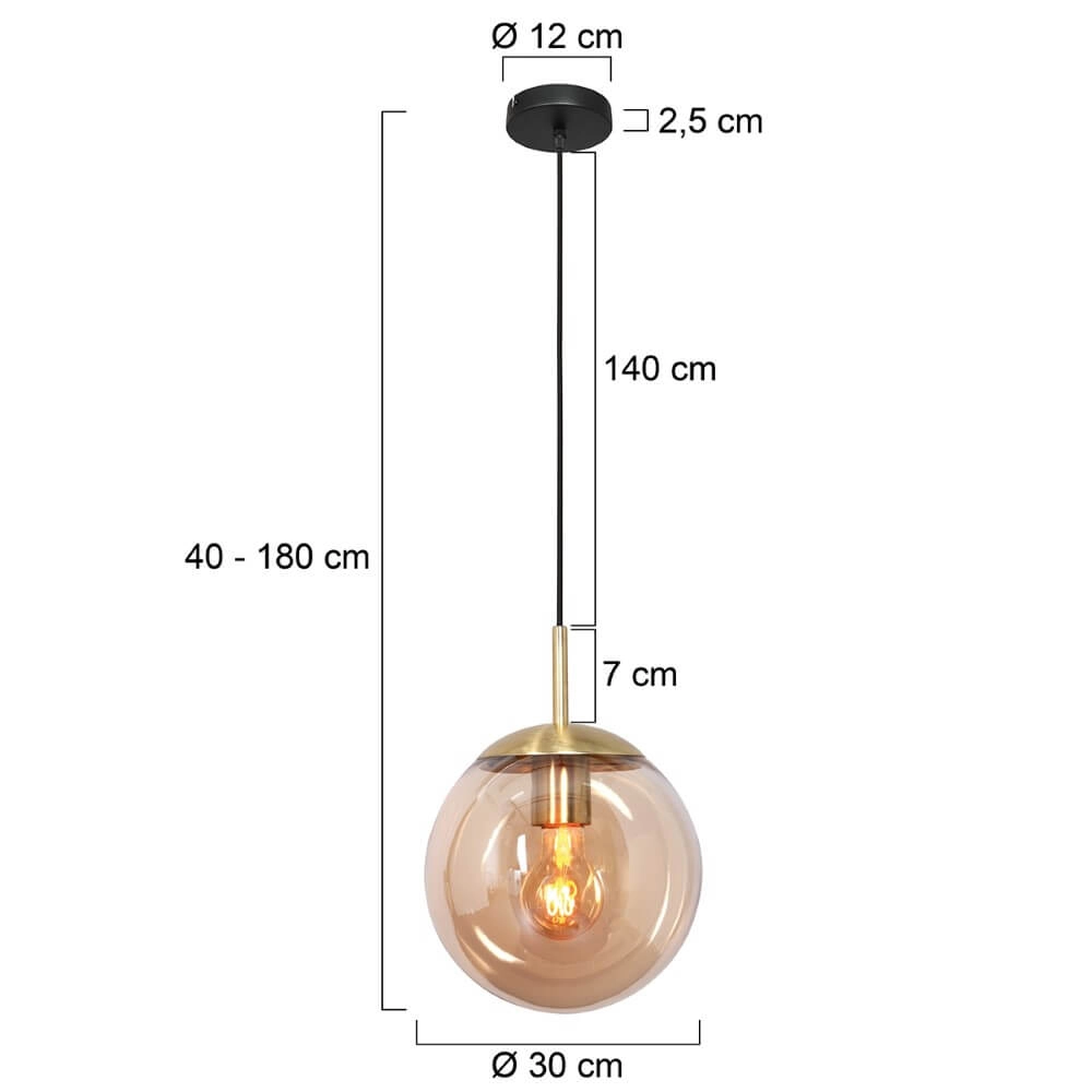 Gold glass hanging lamp Bolique Ø 30cm Steinhauer 8712746166392
