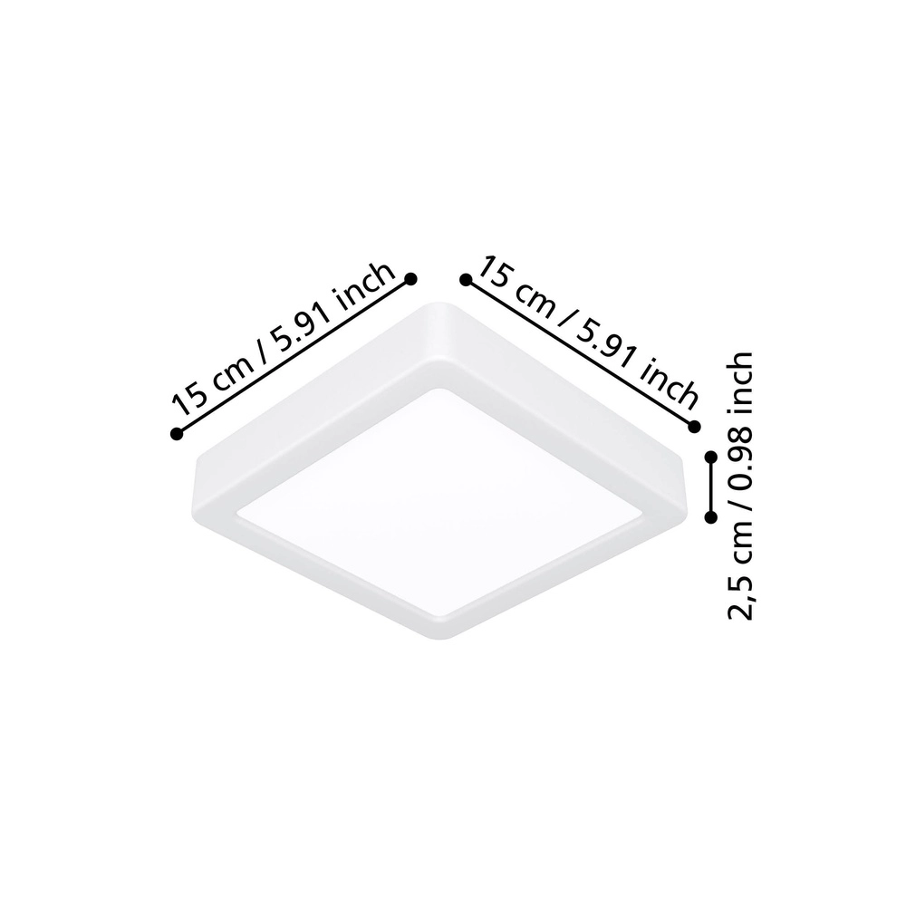 LED-Deckenlicht Fueva 6 Quadrat – Weiß – 15x15 cm Eglo 9008606330188