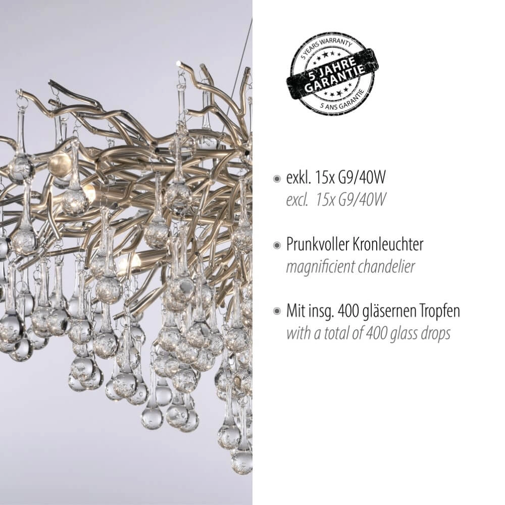 Großer Kronleuchter Icicle Stahl Paul Neuhaus 4012248332924