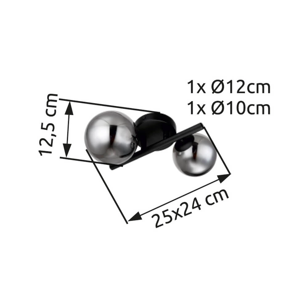 Schwarze Wandleuchte Riha 2-flammig Globo 9007371434237
