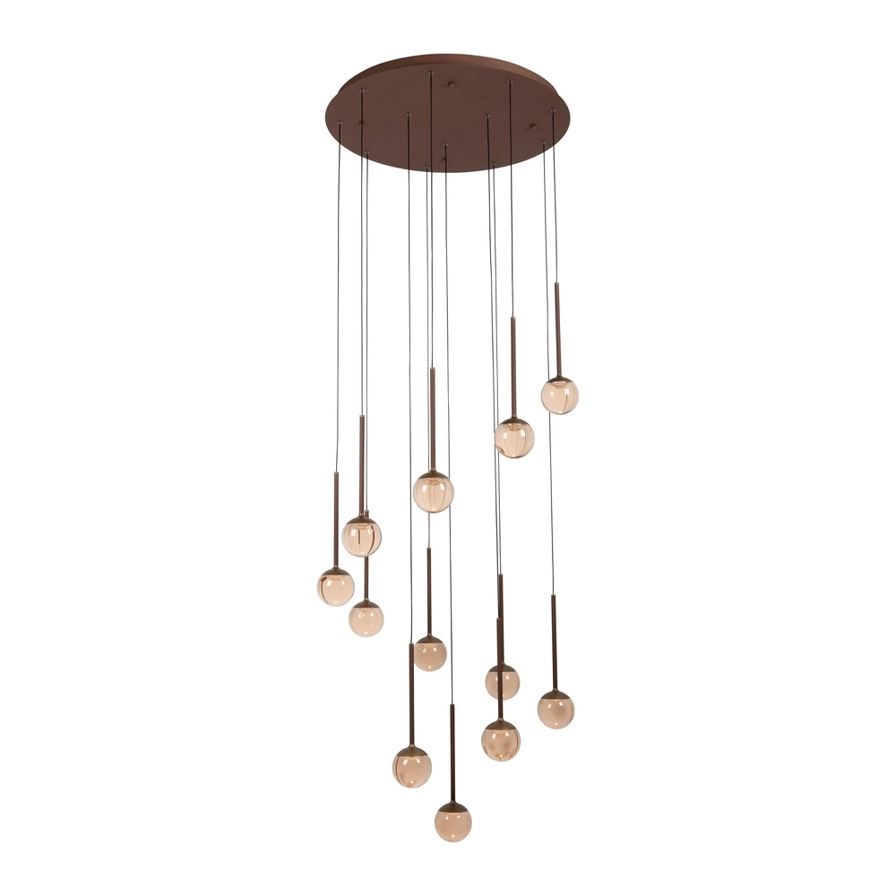 Pendellampe Calina 12-Licht mit bernsteinfarbenen Kugeln Premium by Lucide 5411212242051