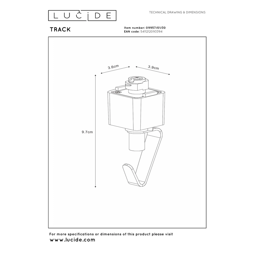 Adapter für Schienen-Pendellampen Track Einphasenschwarz Lucide 5411212093394