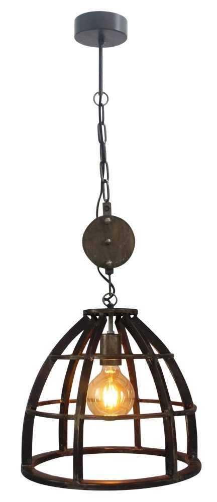 Pendelleuchte Matrix Ø 34 cm Gunmetal mit holz Brilliant 4004353317095