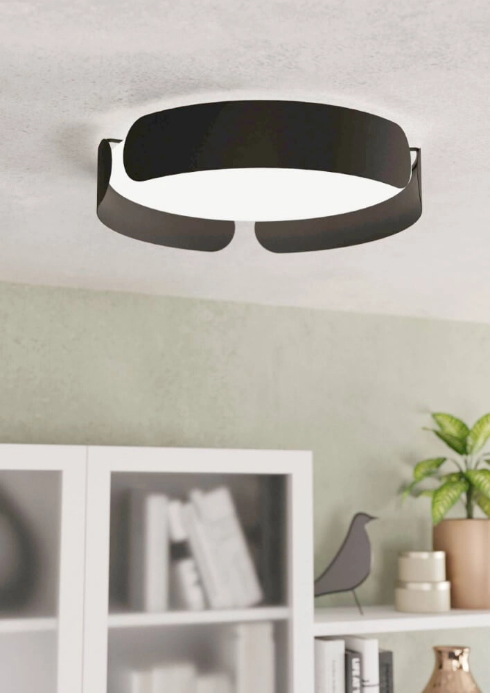 Schwarze Deckenlampe Valcasotto Ø 37cm Eglo 9002759996215
