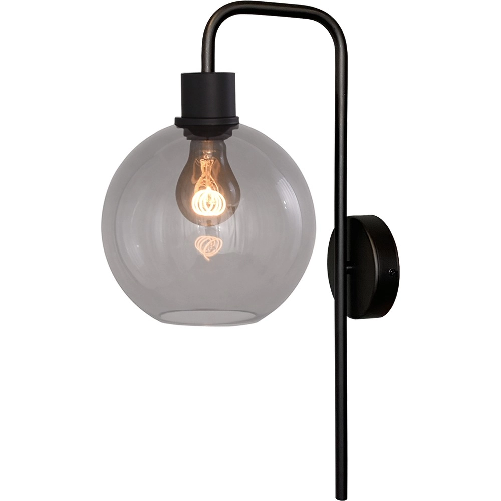 Wandlampe Lazise Schwarz mit Rauchglas