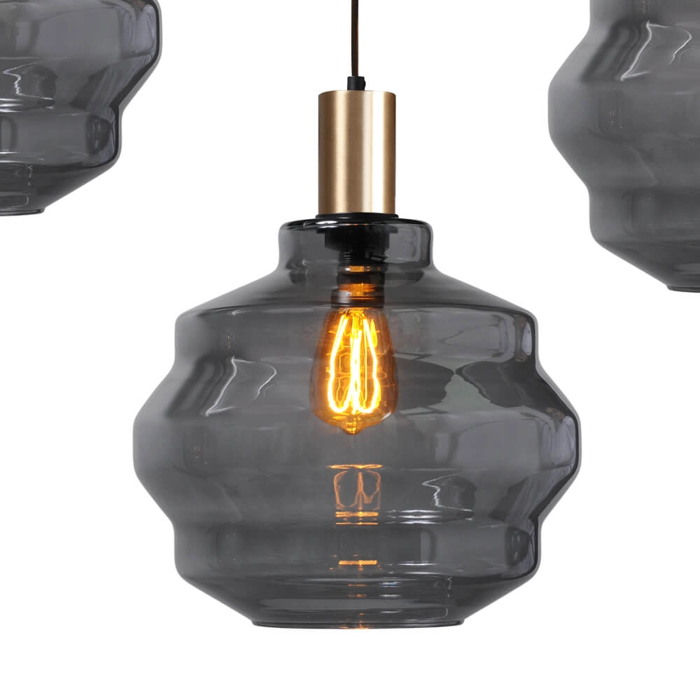 5-flammige Hängelampe - Gold - Porto mit Kugelrauchgläsern - Ø 30cm Masterlight 8718121270166